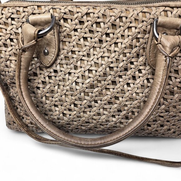Rebecca Minkoff Distressed Woven Leather Satchel Women's Purse Shoulder Strap - Picture 10 of 12